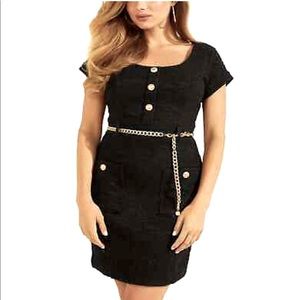 Guess Tiffany black gold boucle tweed dress